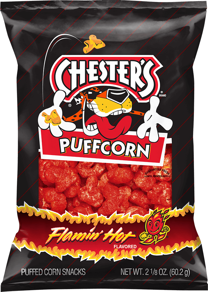 Bag of CHESTER'S® FLAMIN' HOT® Flavored Puffcorn Snacks